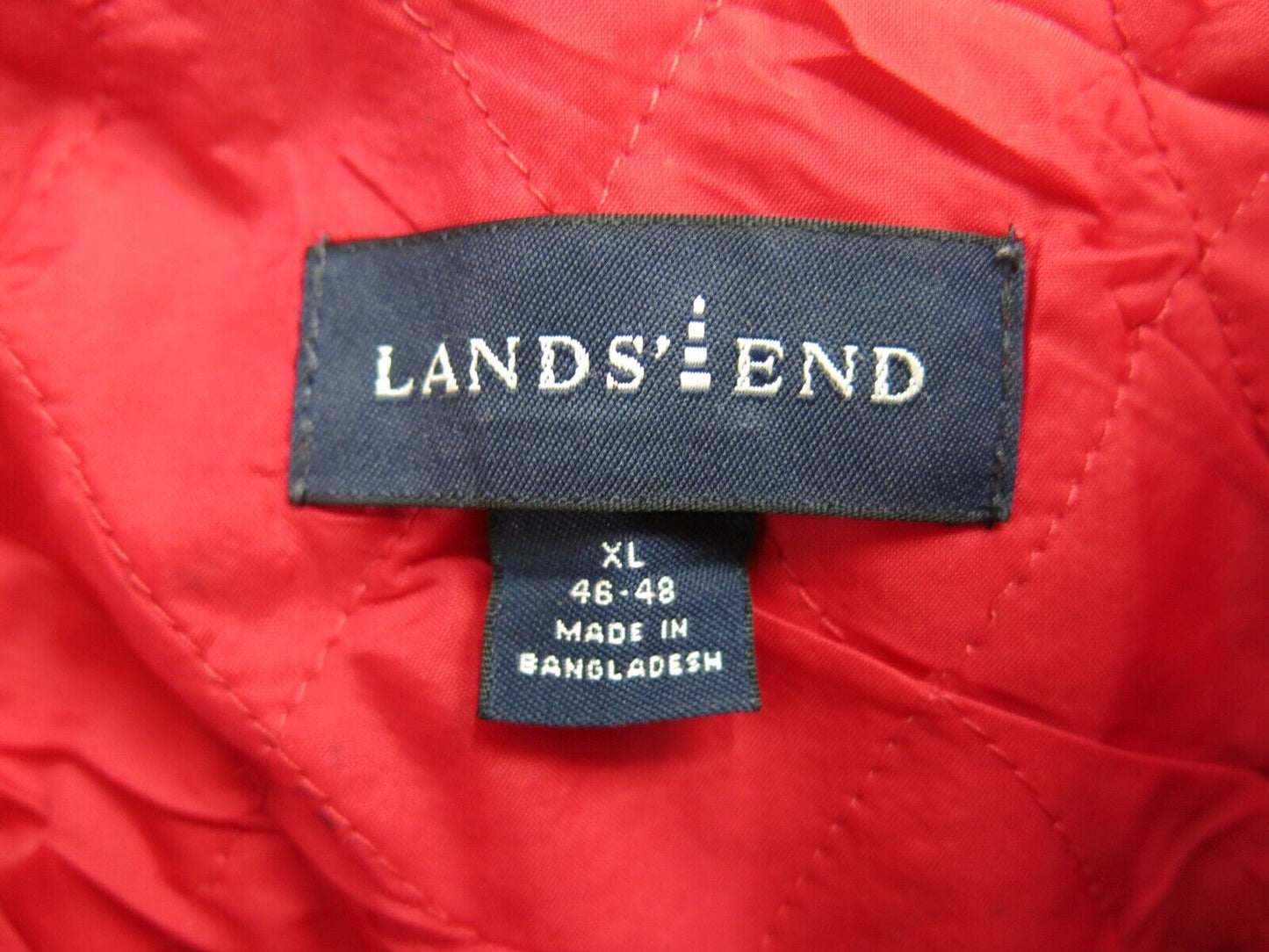 Lands End Mens Windbreaker Jacket Full Zip Up Long Sleeves Mock Neck Red Size XL