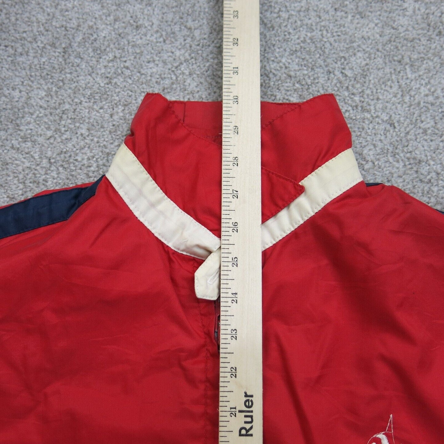 Nautica Mens Jacket Full Zip Up Mock Neck Pockets Competition Logo Red SZ Large