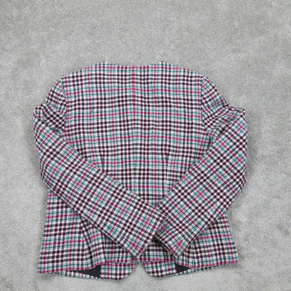 Talbots Women Tweed Coat Jacket Front Button Long Sleeve White Red Size 12