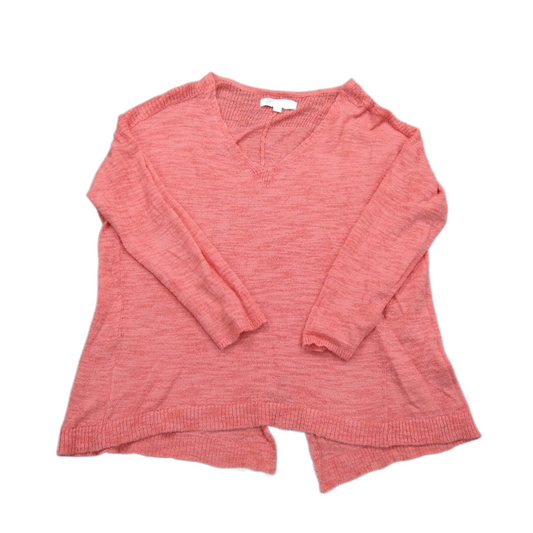 Ann Taylor Loft Womens Pullover Sweater 3/4 Sleeve V Neck Pink Orange SZ Medium