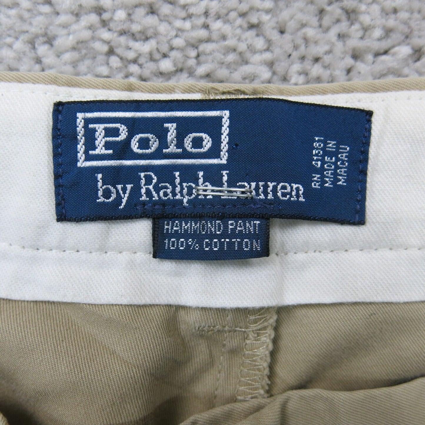 Ralph Lauren Mens Pants Chino Hammond 100% Cotton High Rise Beige Size W35