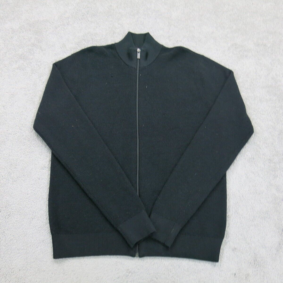 Michael Kors Womens Full Zip Up Sweater Jacket Long Sleeves Solid Black Size L