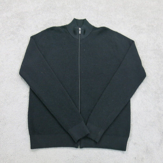 Michael Kors Womens Full Zip Up Sweater Jacket Long Sleeves Solid Black Size L