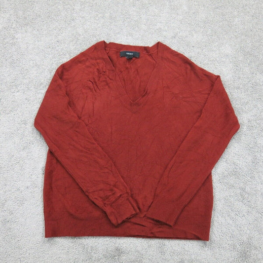 Forever 21 Men Pullover Sweater Knitted V-Neck Long Sleeves Red Size Medium