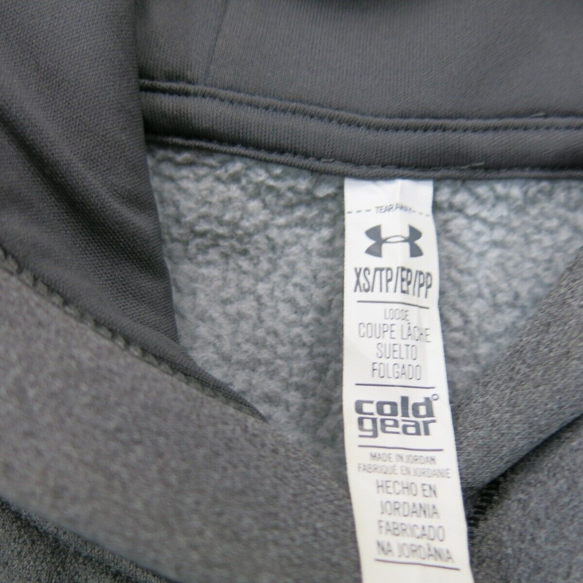 Under Armour Womens Hoodie Sweatshirt Raglan Sleeve Graphic Coldgear Gray SZ XS