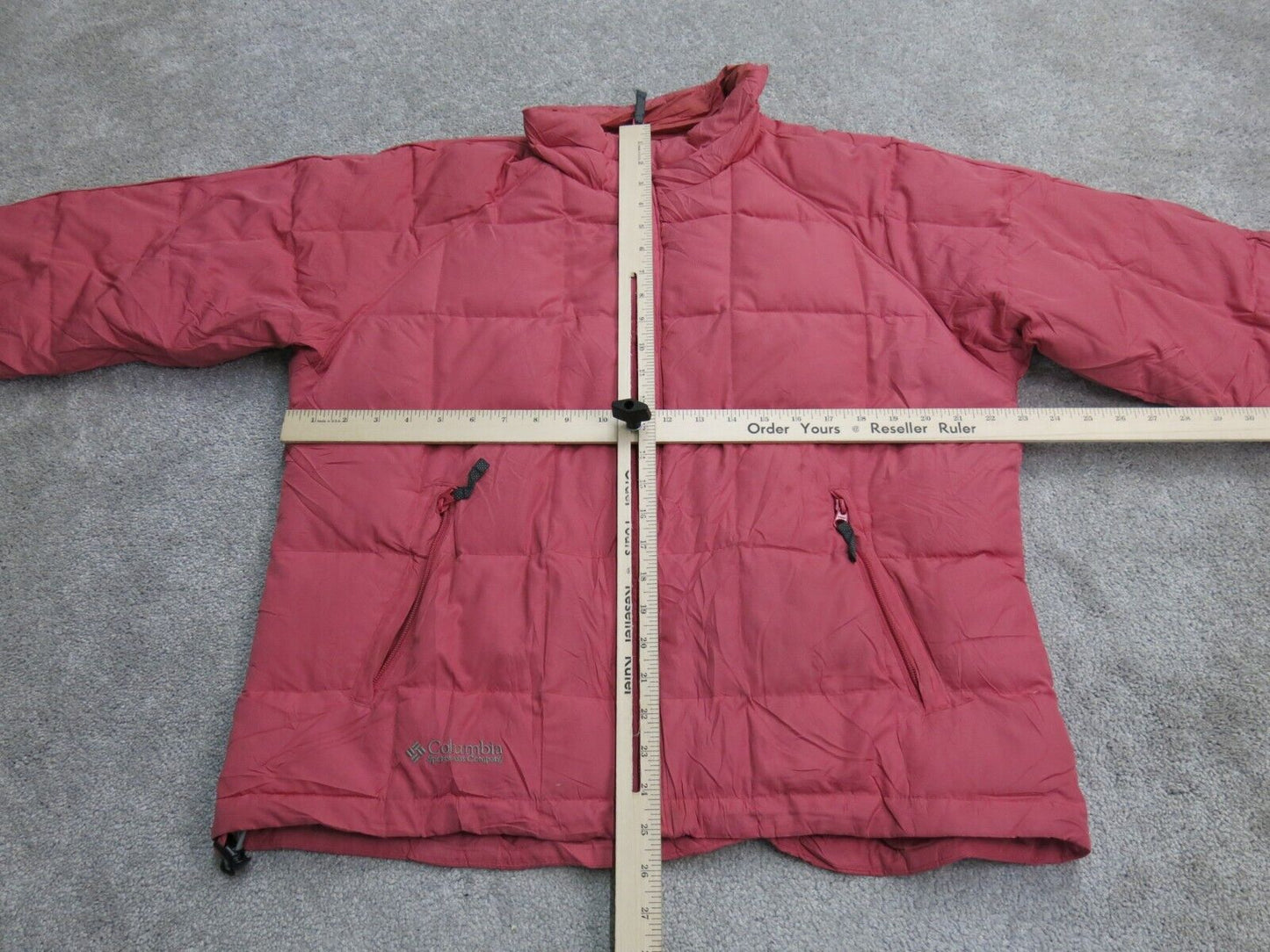 Columbia Womens Puffer Coat Full Zip Up Long Sleeves Mock Neck Pink Size X Large