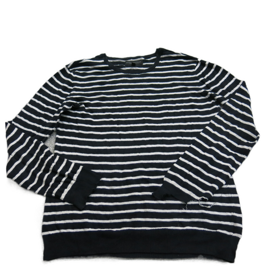 Aeropostale Womens Knitted Striped Sweater Long Sleeve Crew Neck Black White M