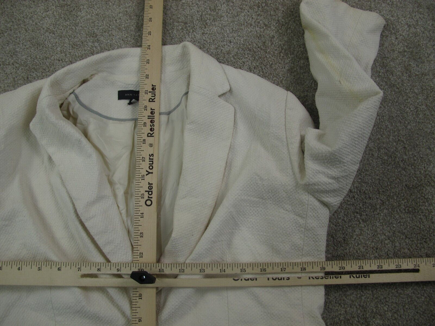 ANN Taylor Womens Blazer Coat Single Breasted Long Sleeves Pockets White Size 14