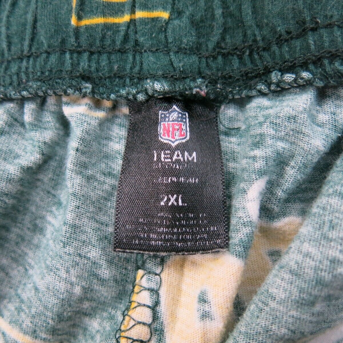 NFL Team Apparel Men Pant Activewear Elastic Waist All Over Print Green Size 2XL