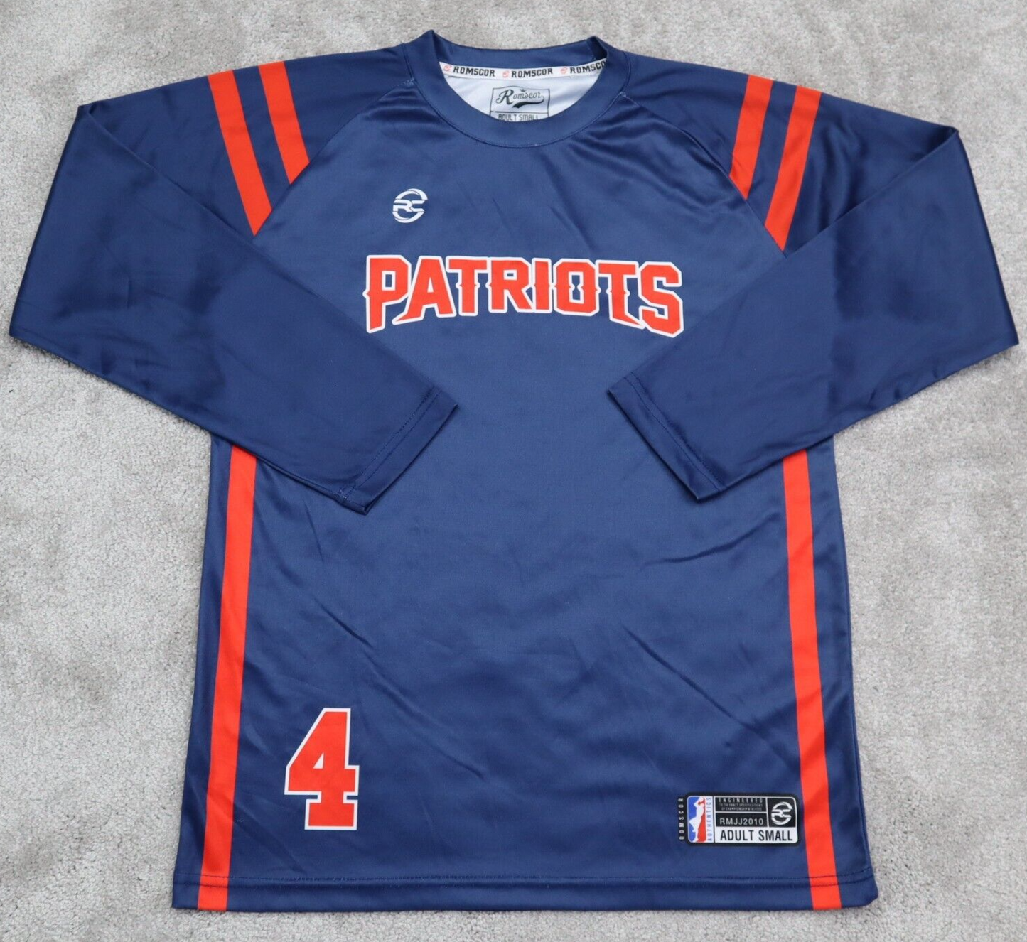 Romscor NBA Shirt Men s Small Blue Long Sleeves PATRIOTS Basketball Sports Shirt