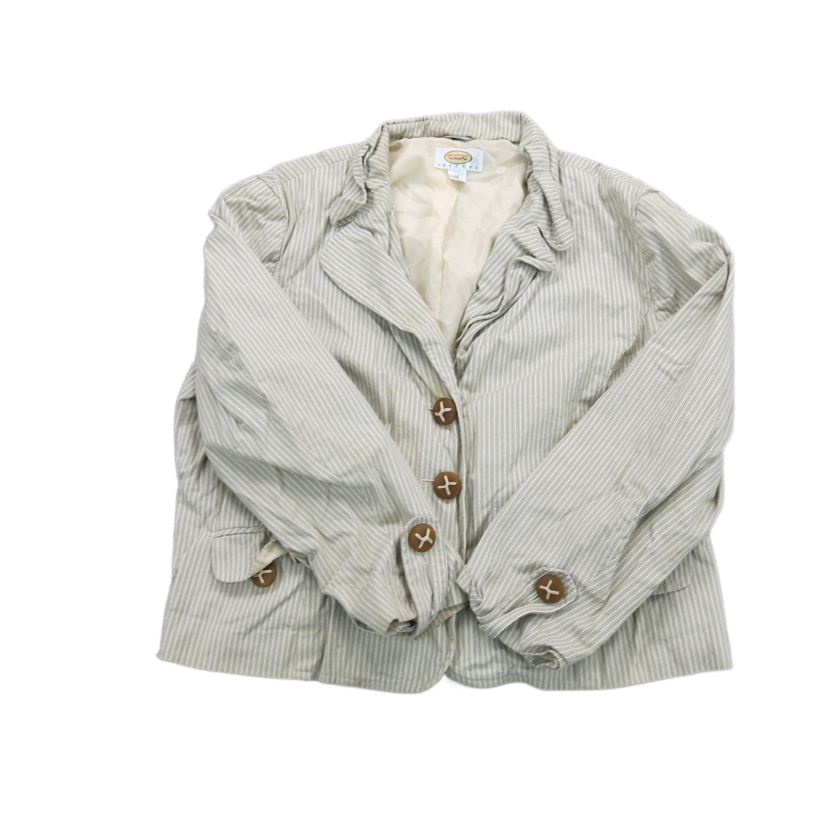 Talbots Womens Blazer Coat Jacket Single Breasted Long Sleeves Gray Size 14
