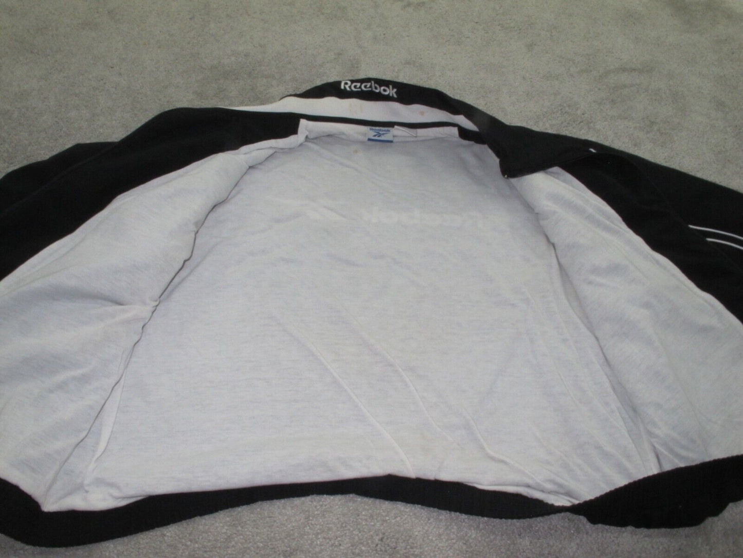 Reebok Mens Sports Jacket Full Zip Up Long Sleeves Mock Neck Black Size X Large