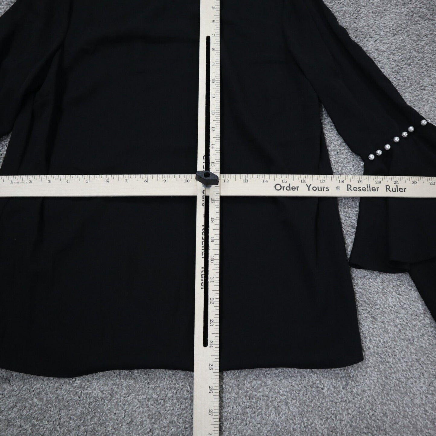 Tahari Womens Blouse Top Pullover Flared Sleeves Round Neck Black Size X Small
