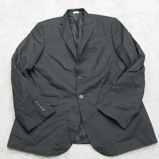 Calvin Klein Mens Blazer Coat Single Breasted Long Sleeves Pockets Black Size M