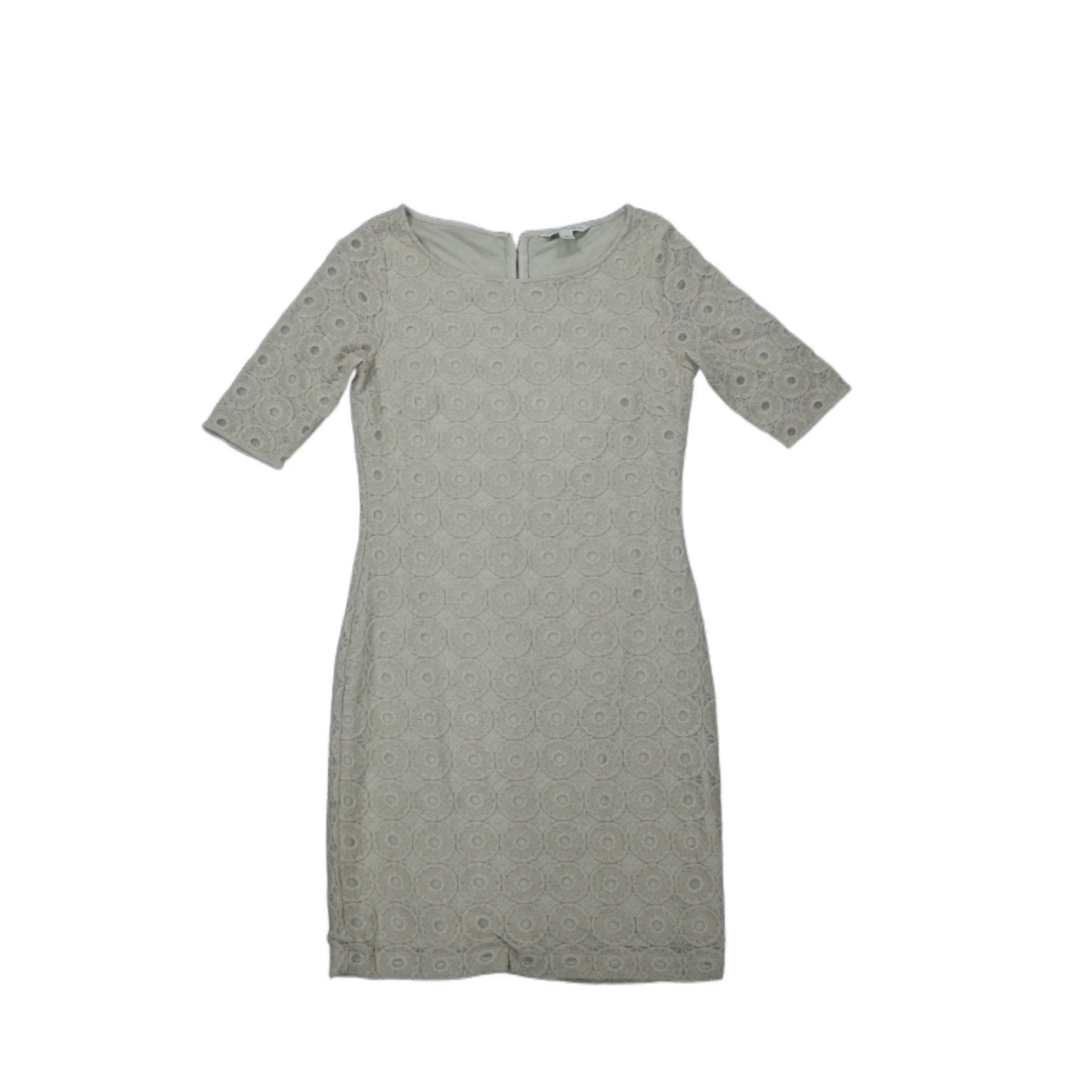 Banana Republic Womens Shift Mini Dress Back Zip Crew Neck Lace Beige Size 2