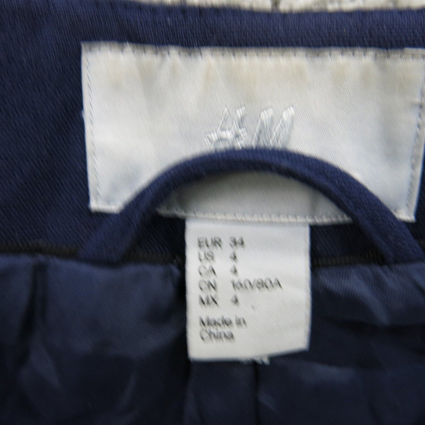 H&M Womens Long Overcoat 3/4 Sleeve Crew Neck Pockets Solid Blue Size 4