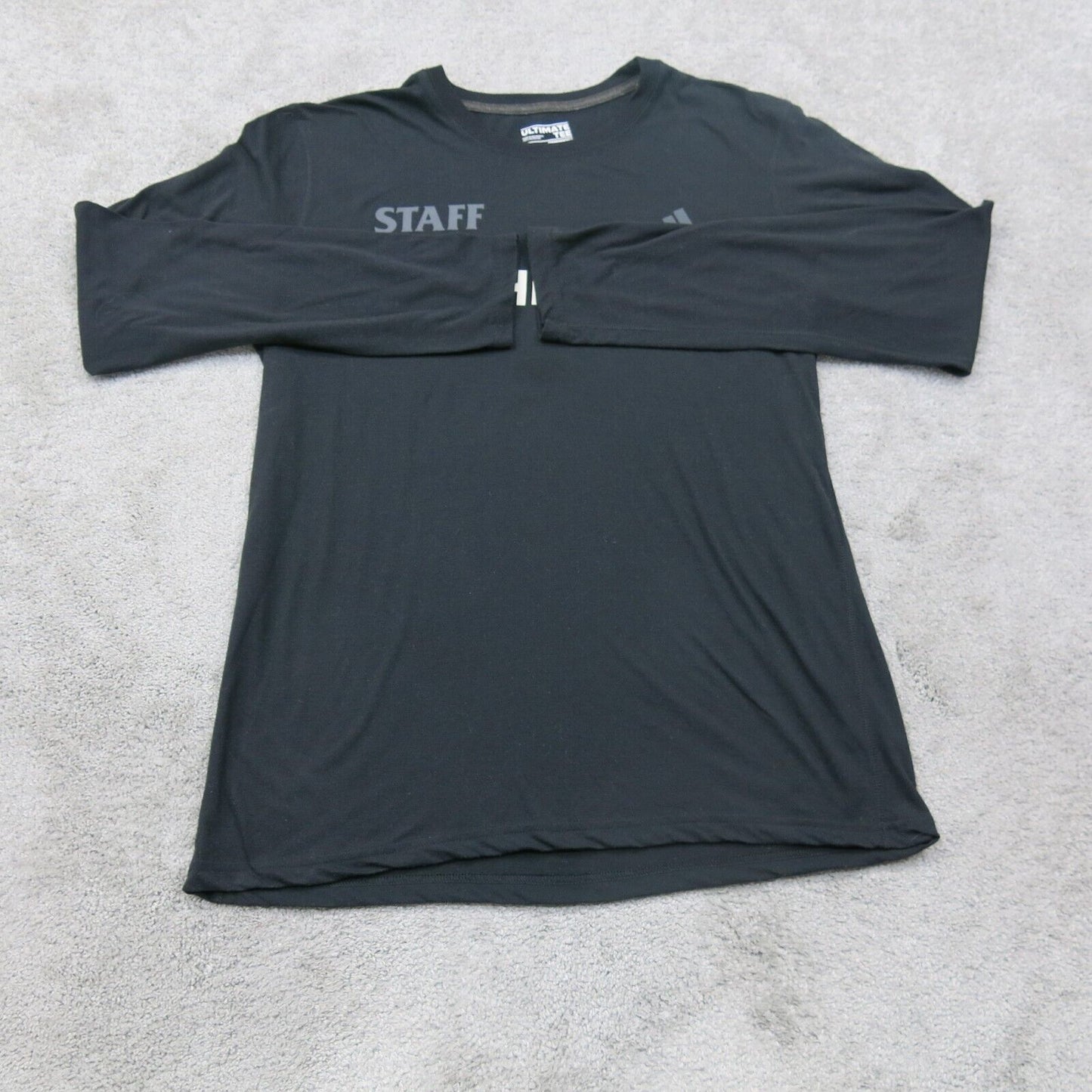 Adidas Mens Crew Neck T Shirt Ultimate Tee Long Sleeves Graphic Tee Black Size L
