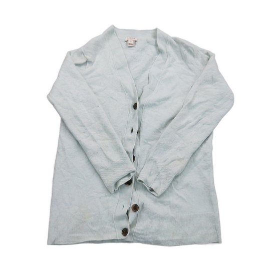 j. Crew Women Knitted Cardigan Sweater Long Sleeve Front Button Light Blue SZ XS