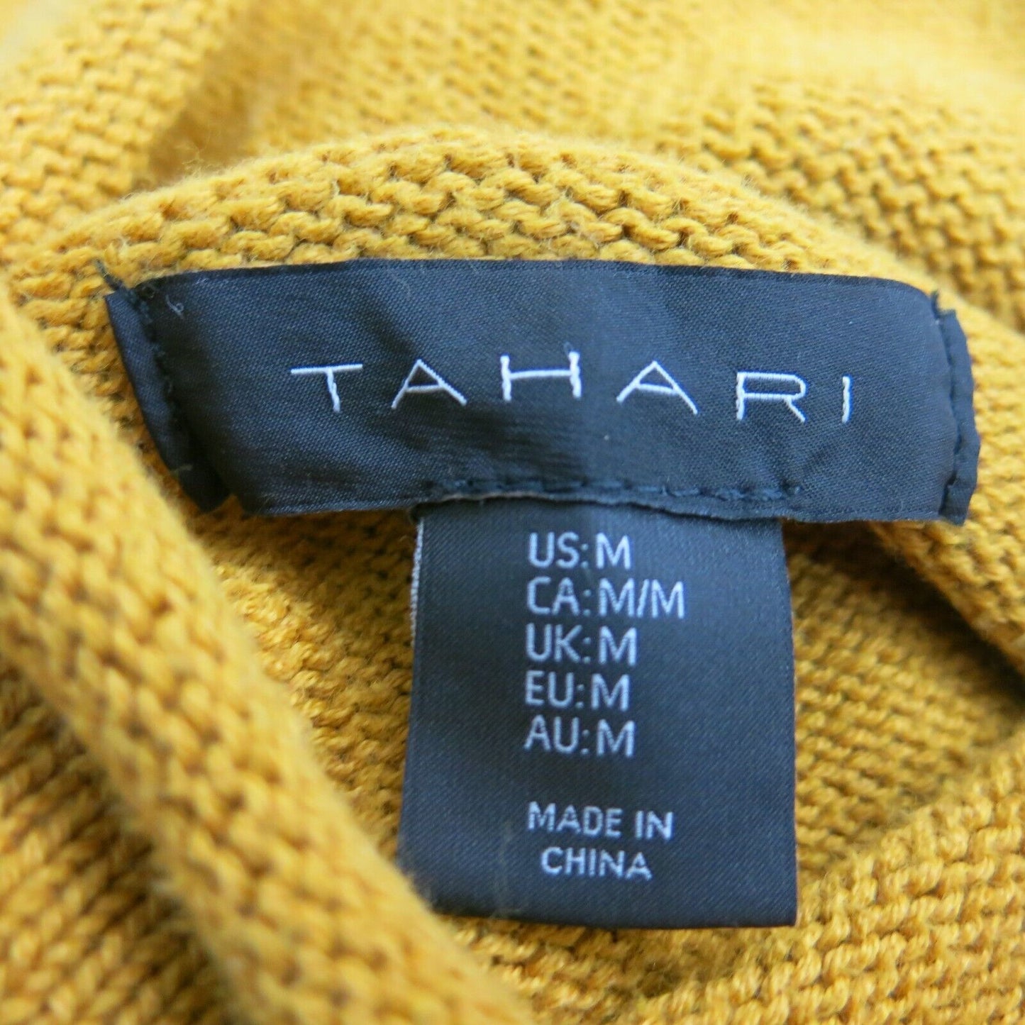 Tahari Womens Knitted Sweater Long Sleeves Mock Neck Mustard Yellow Size Medium