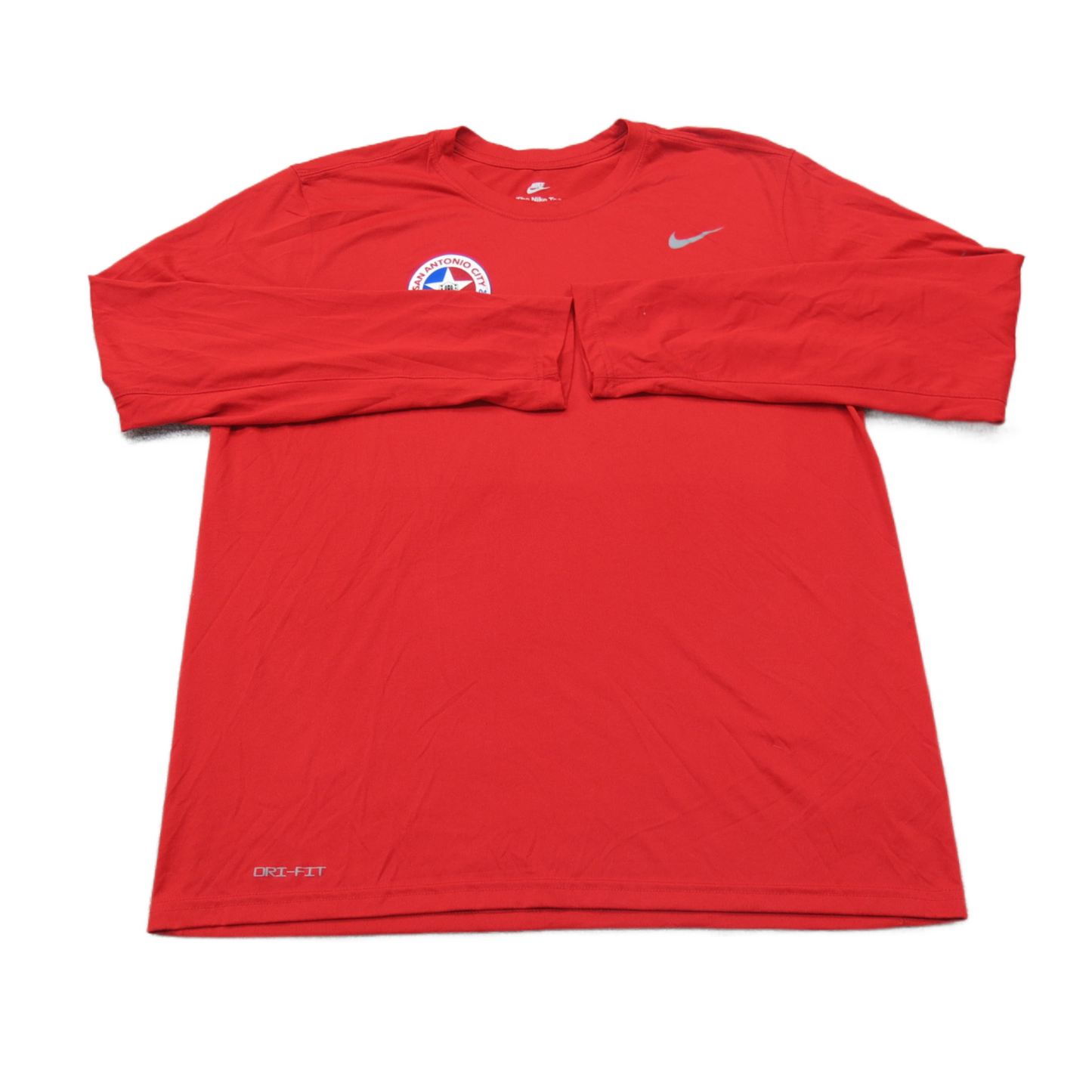 The Nike Tee Mens Crew Neck T Shirt Long Sleeves Dri Fit Logo Red Size X Large