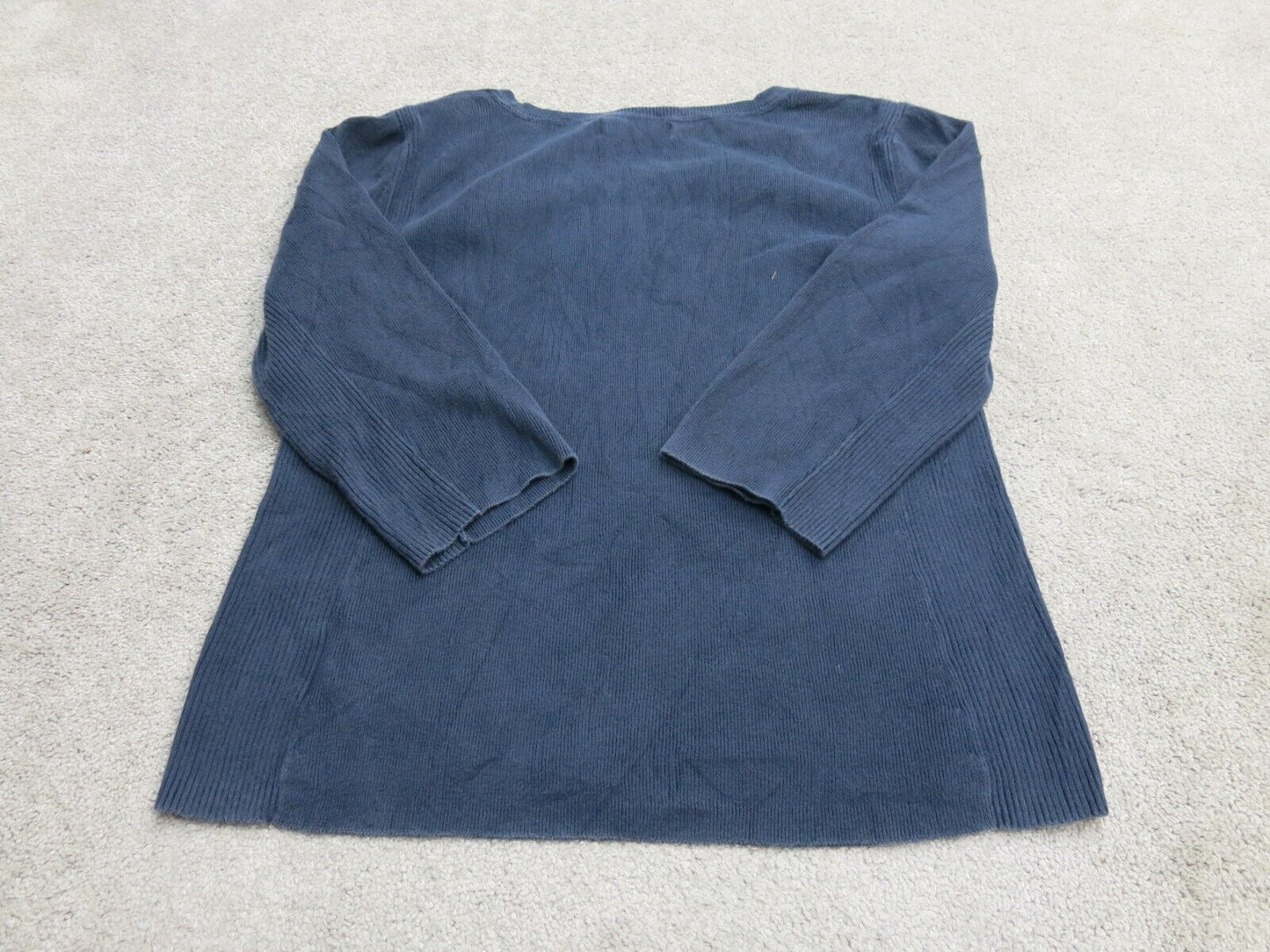 Tommy Hilfiger Women Pullover Sweater Knitted Round Neck 3/4 Sleeve Blue SZ XL