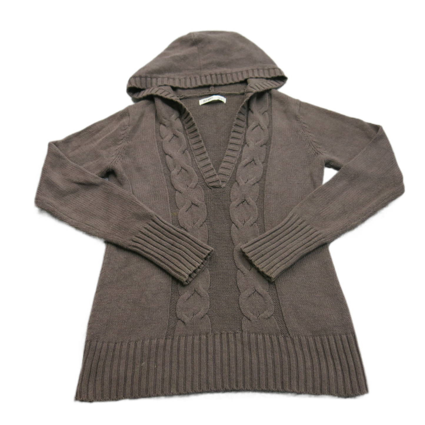 Old Navy Womens Pullover Hooded Sweater Knitted Long Sleeve Dark Brown SZ Small