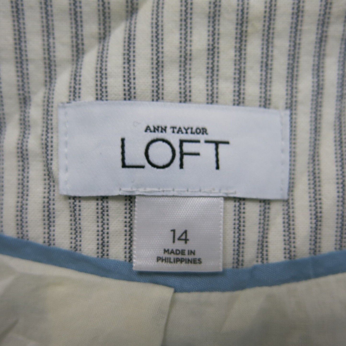 Ann Taylor Loft Women Blazer Coat Striped Long Sleeve Striped White Gray Size 14