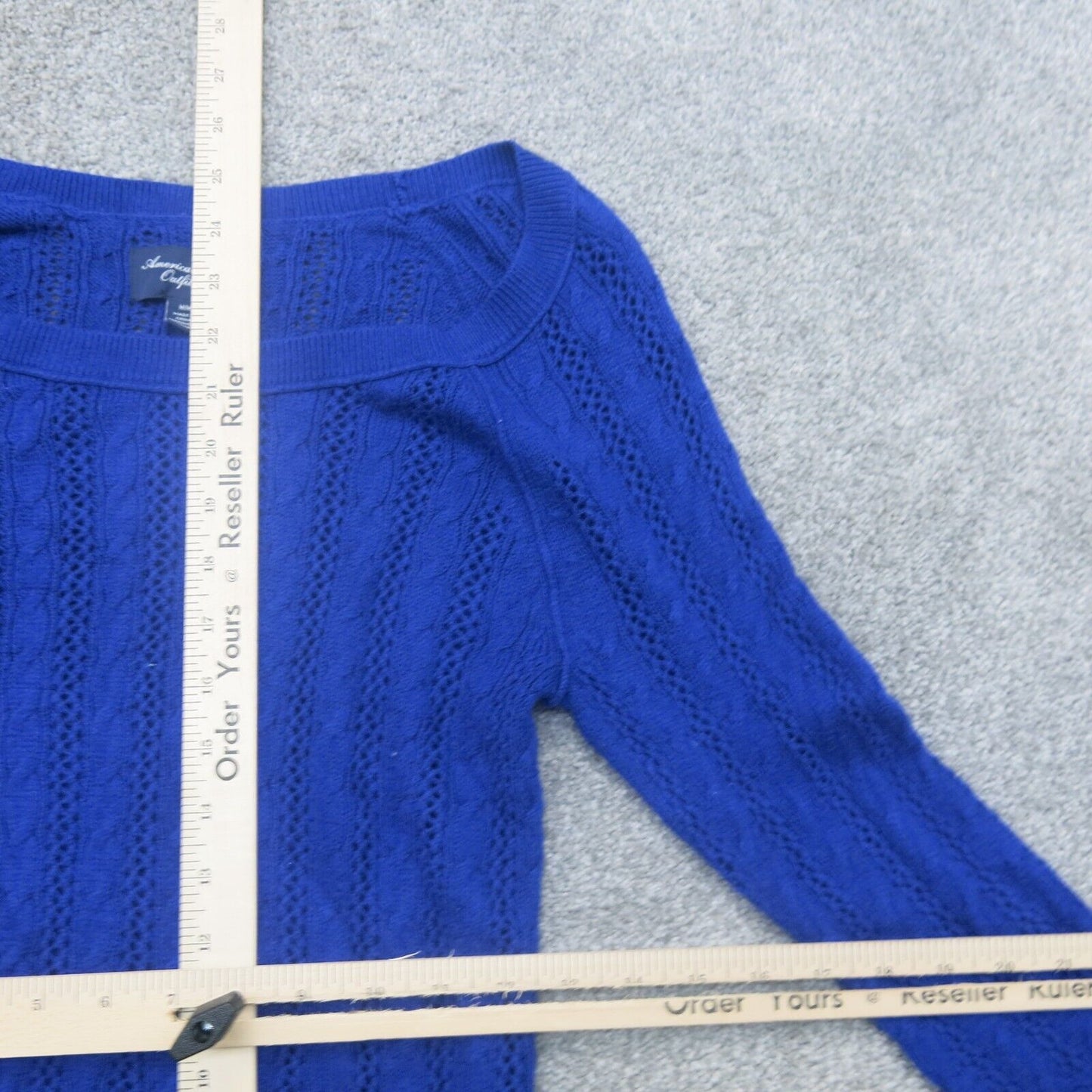 American Eagle Womens Pullover Sweater Knitted Round Neck Long Sleeves Blue SZ M
