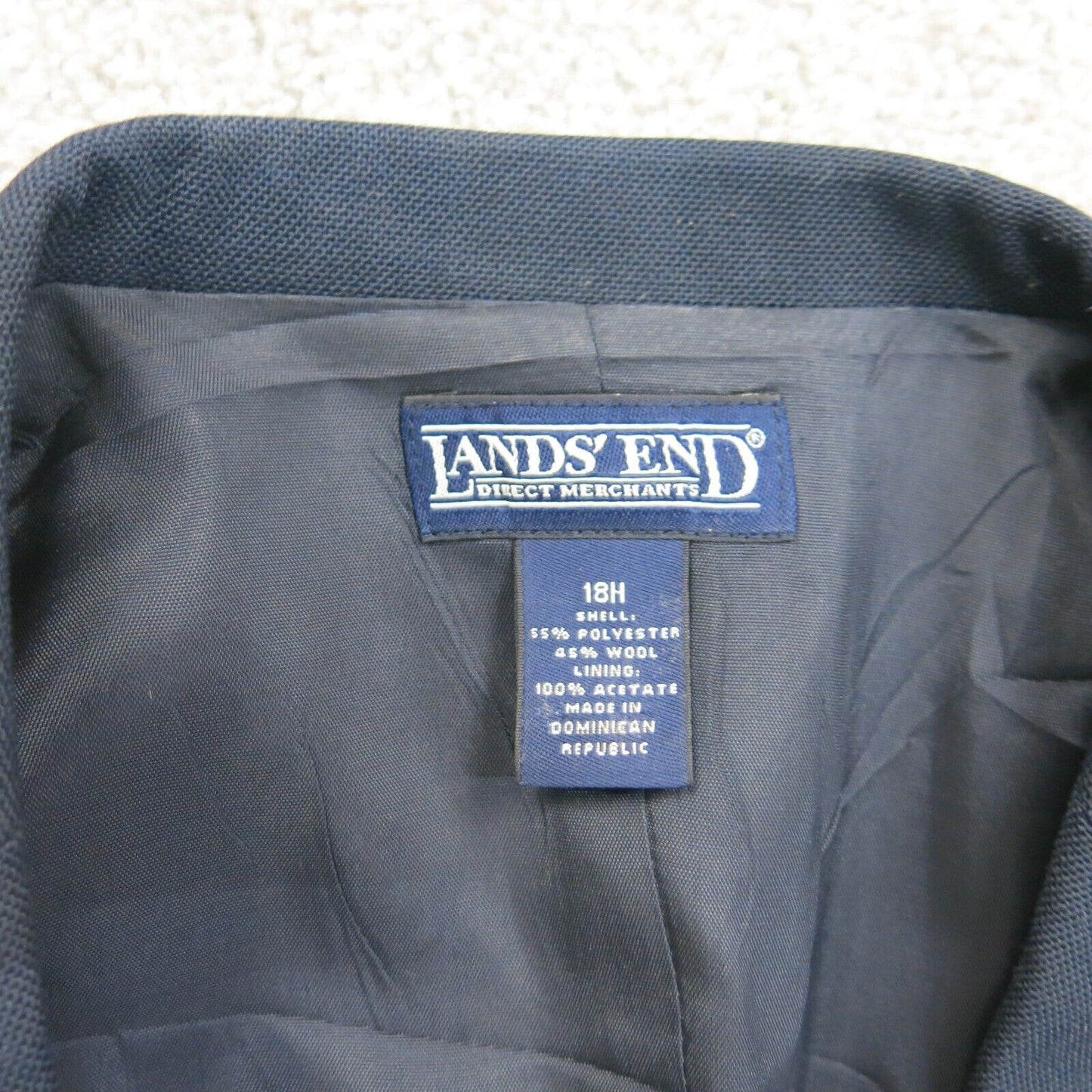 Lands End Womens Blazer Coat Single Breasted Long Sleeves Pockets Blue Size 18H