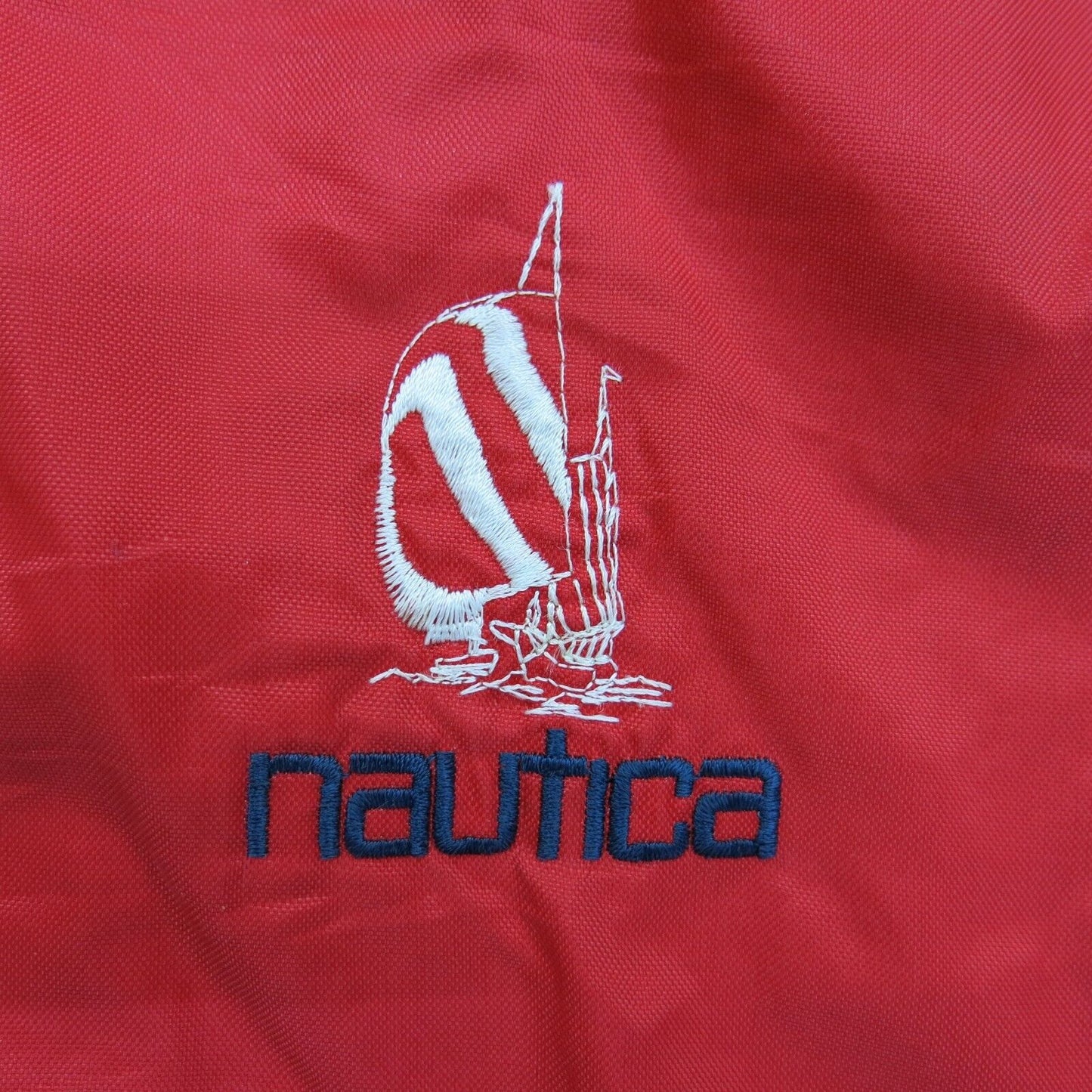 Nautica Mens Jacket Full Zip Up Mock Neck Pockets Competition Logo Red SZ Large