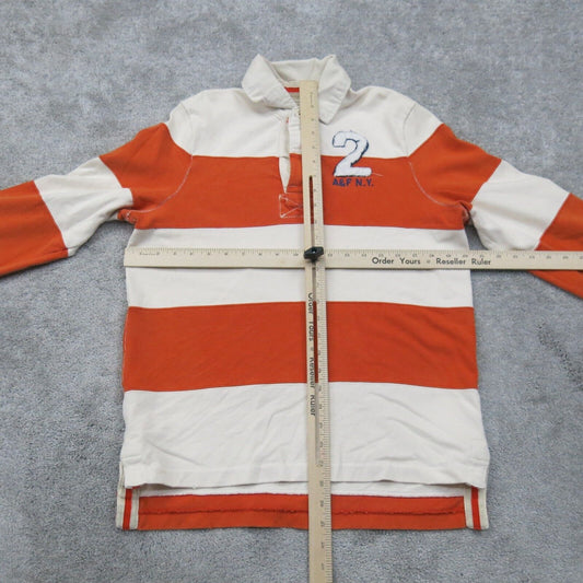 Abercrombie & Fitch Mens Polo Shirt Long Sleeve High Low Orange White Size Small