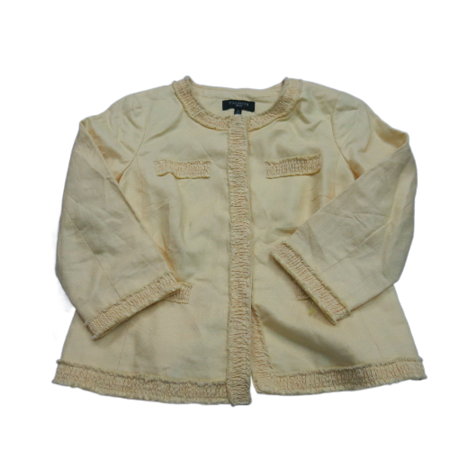 Talbots Womens Blazer Jacket Long Sleeves Open Front Pockets Dark Ivory Size 4P