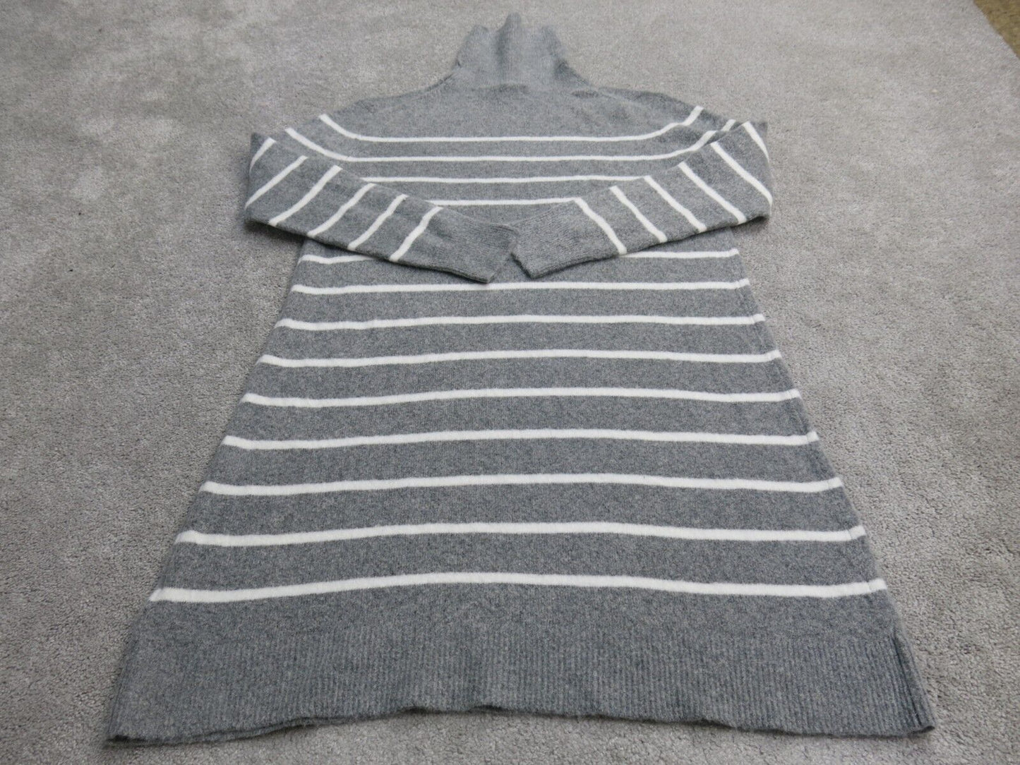 NWT J. Crew Womens Sweater Dress Striped Long Sleeve High Neck Gray White Size M