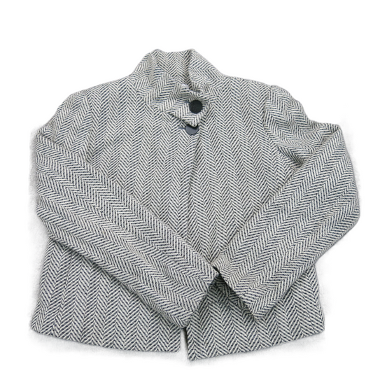 Calvin Klein Womens Tweed Coat Jacket One Button Long Sleeves Gray Size 6