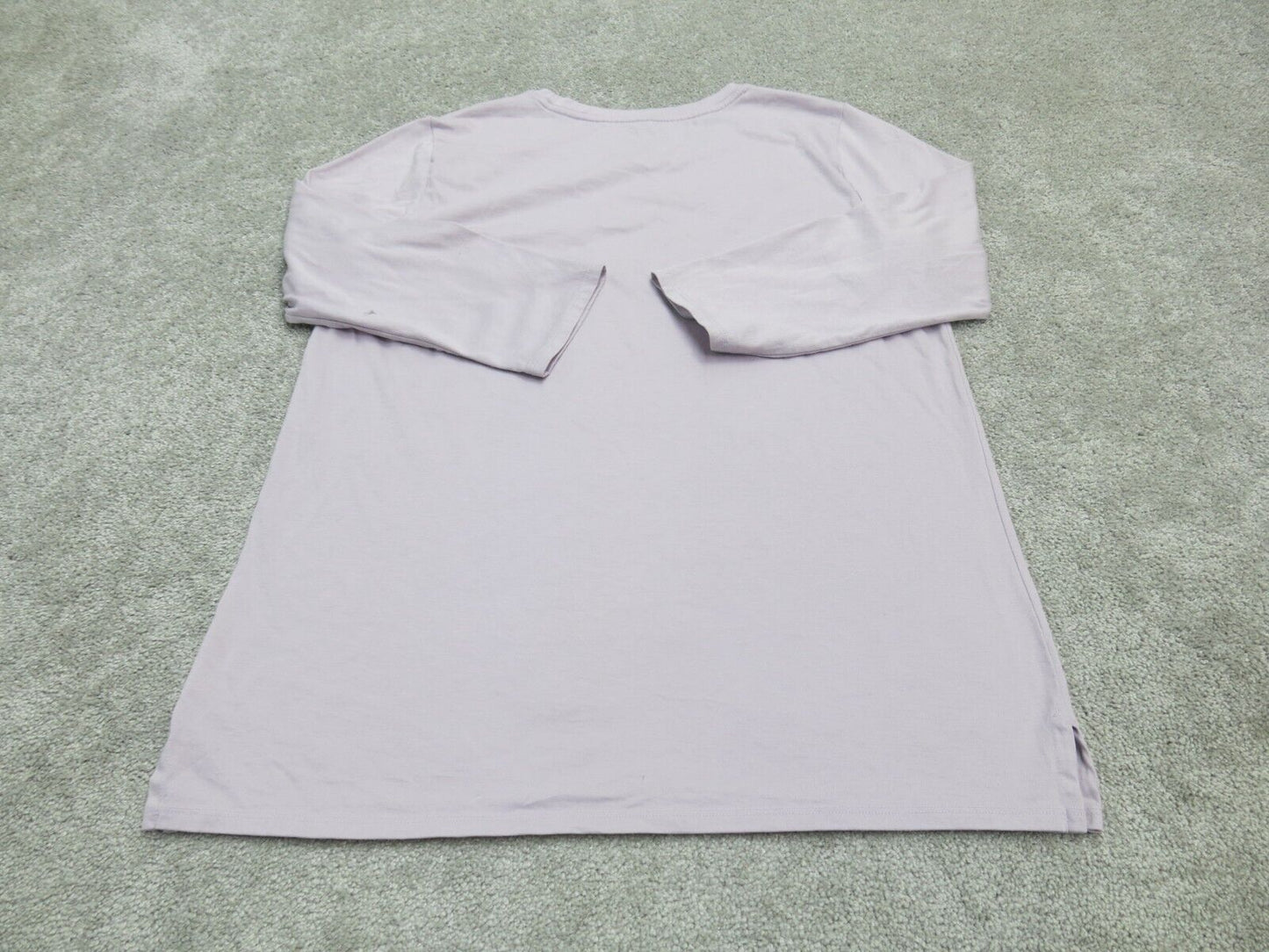 Lands End Womens Blouse Top Half Sleeves Side Slit Crew Neck Light Purple Size S