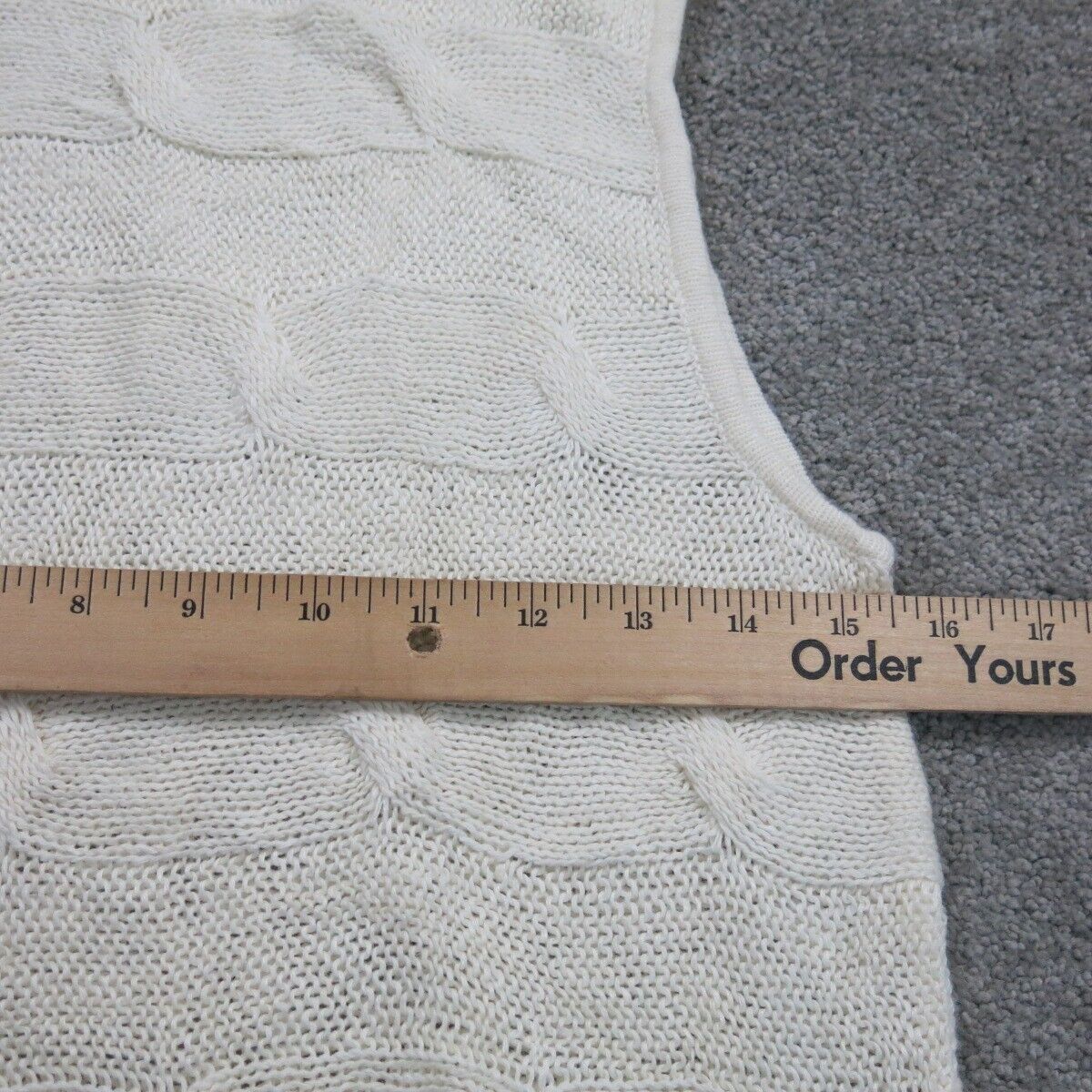 Talbots Women Pullover Knitted Vest Sweater Sleeveless Crew Neck Ivory SZ Medium