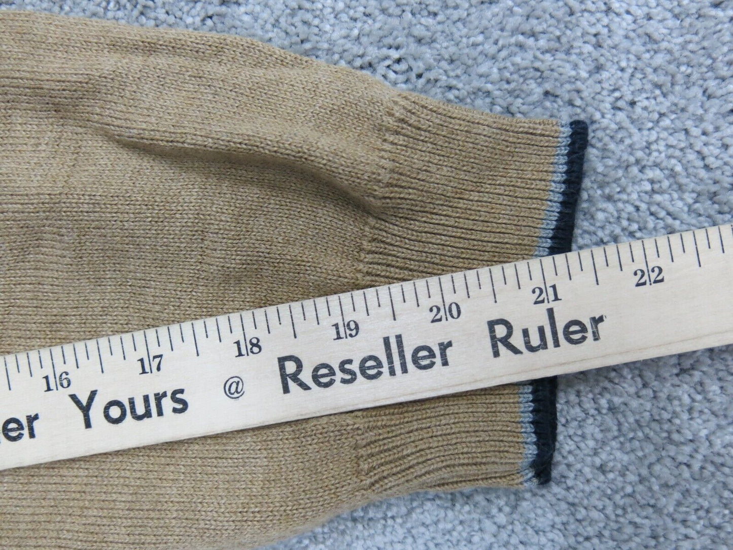 Chaps Mens Sweater Long Sleeve Pullover Crew Neck 100% Cotton Beige Size Large