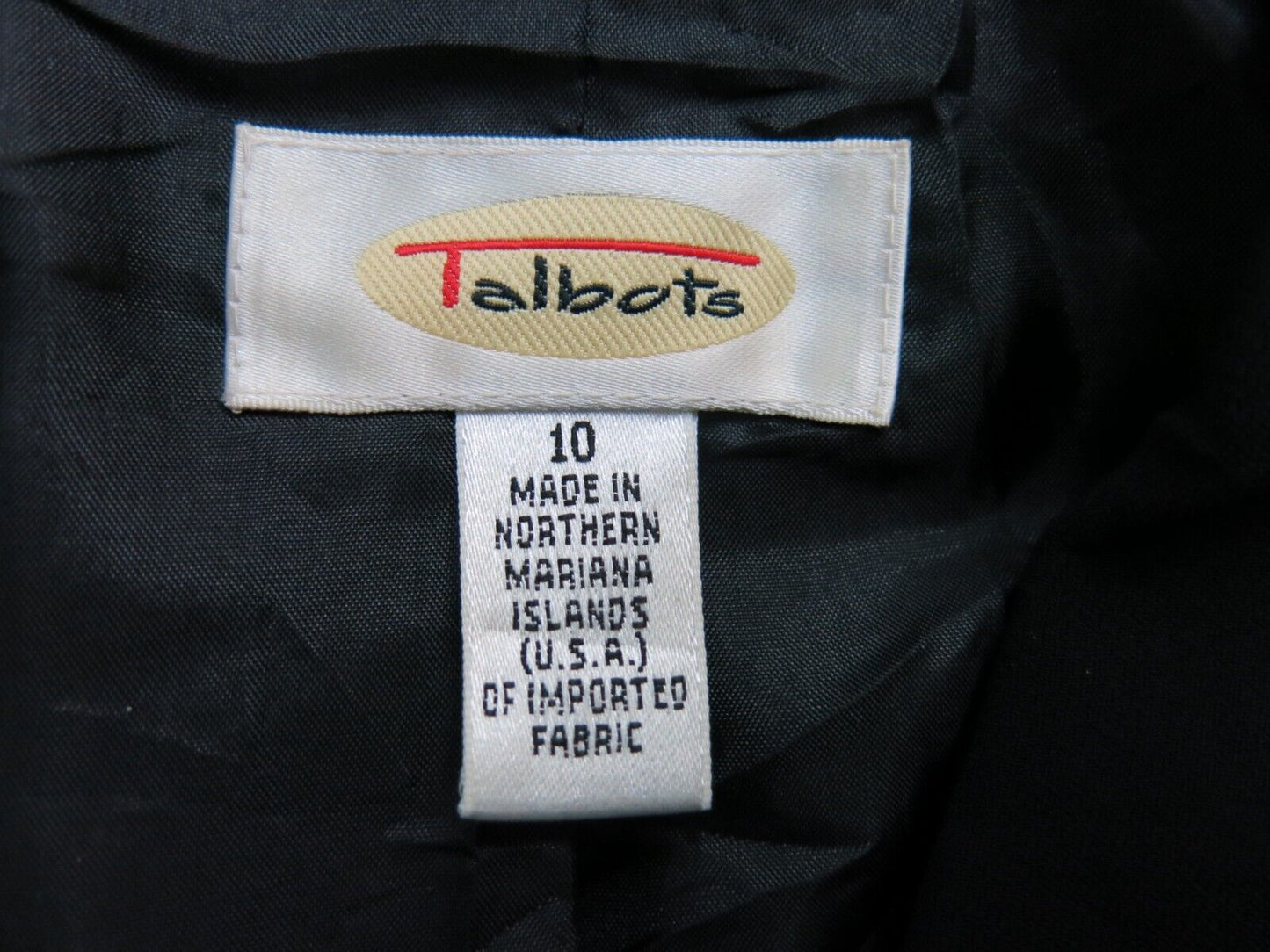 Talbot Women Blazer Coat Jacket Single Breast Long Sleeves Pockets Black Size 10