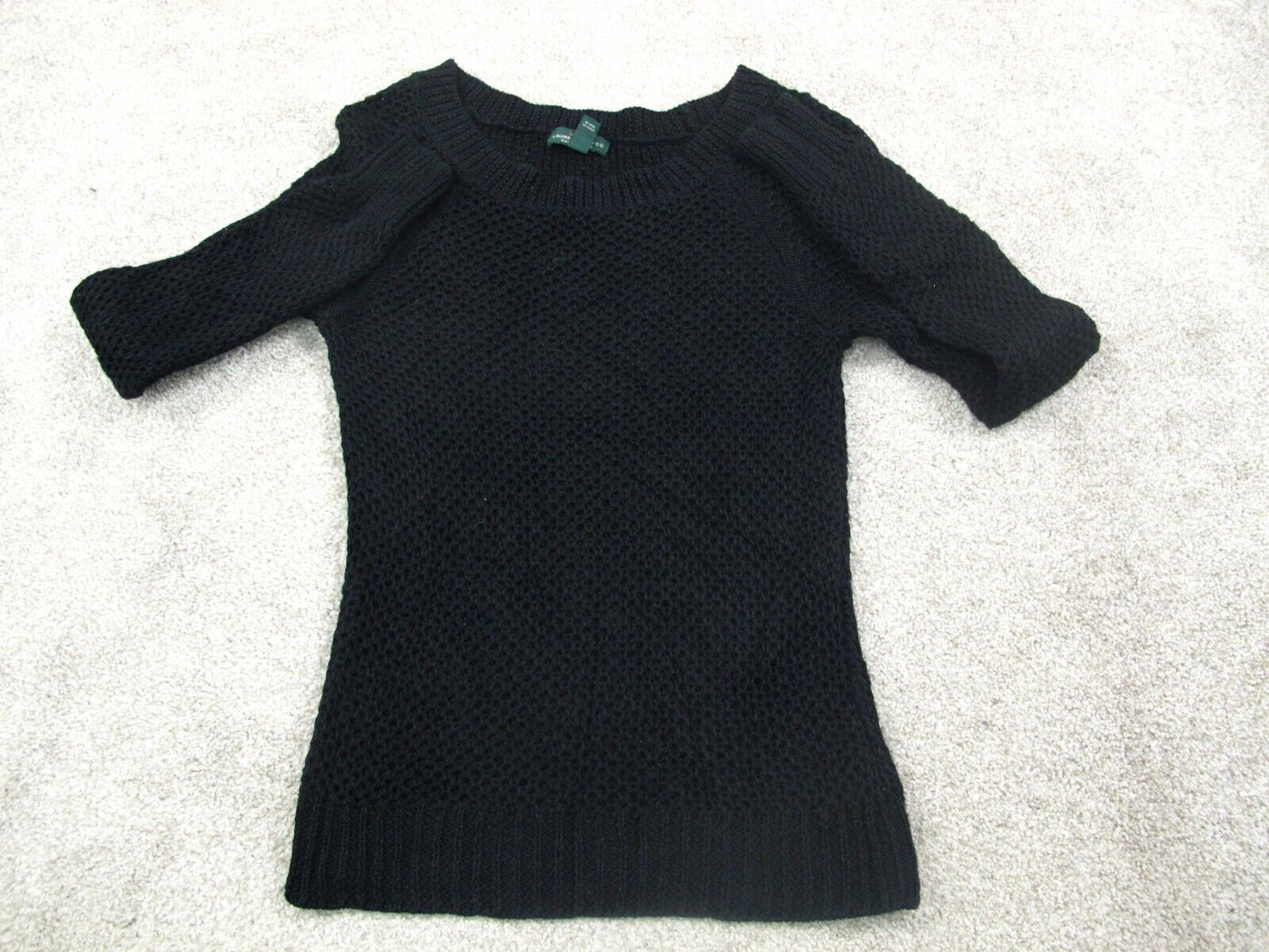 Ralph Lauren Women Knitted Pullover Sweater Scoop Neck Long Sleeves Black Size S