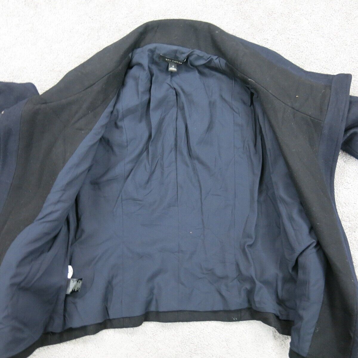 Ann Taylor Womens Coat Jackets Long Sleeves  Full Zip Up Black Blue Size 2
