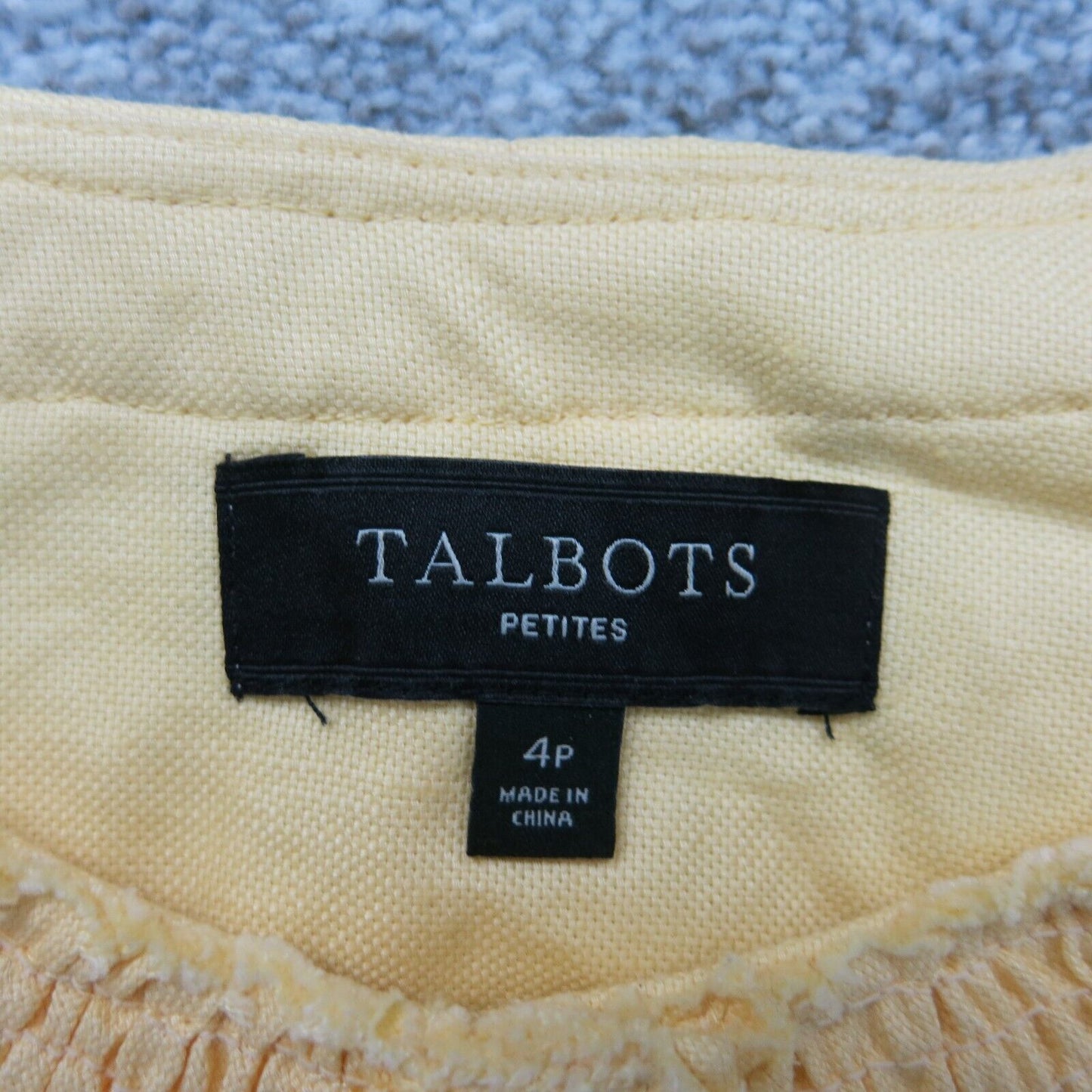 Talbots Womens Blazer Jacket Long Sleeves Open Front Pockets Dark Ivory Size 4P