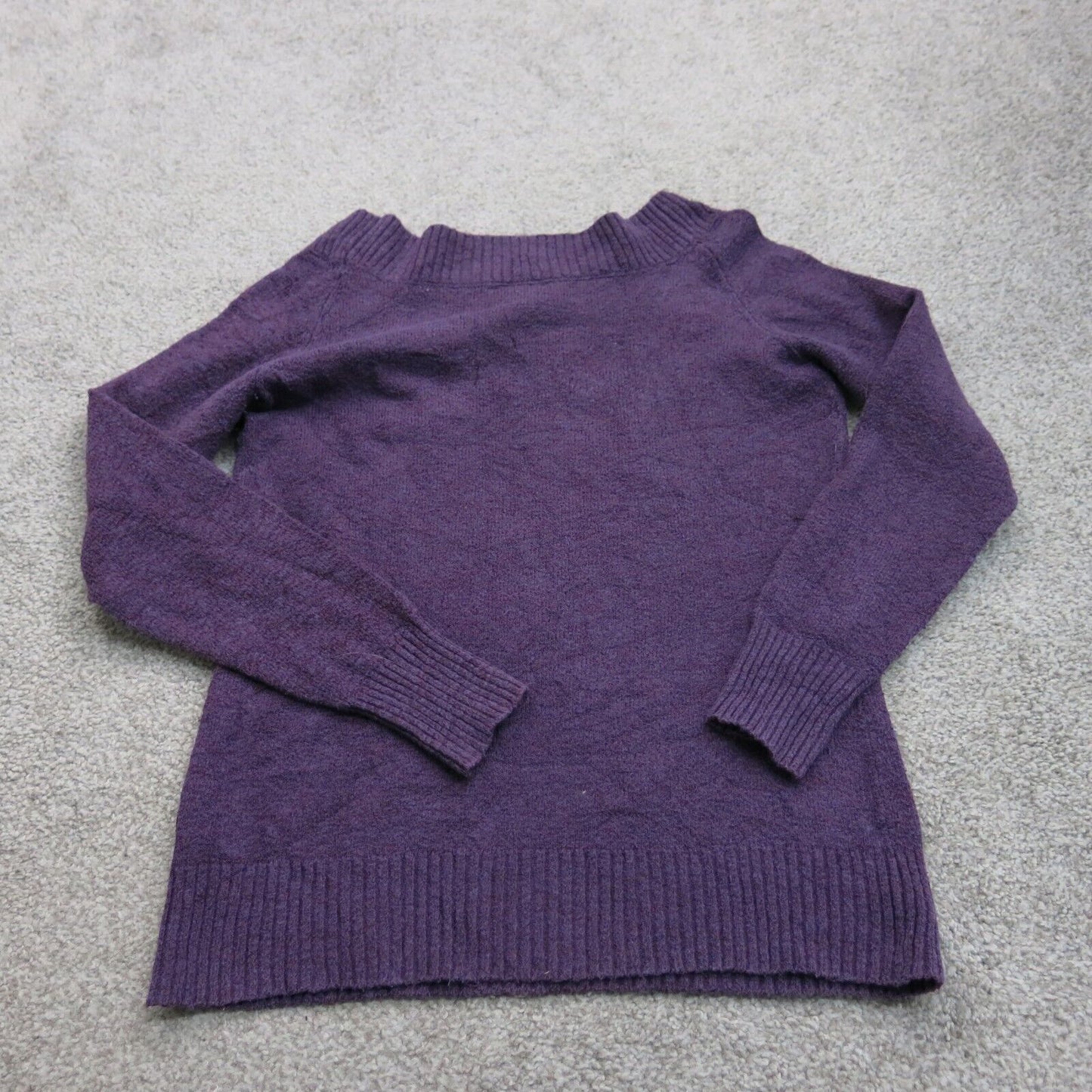 St Johns Bay Womens Pullover Sweater Boat Neck Long Sleeves Solid Purple Size M