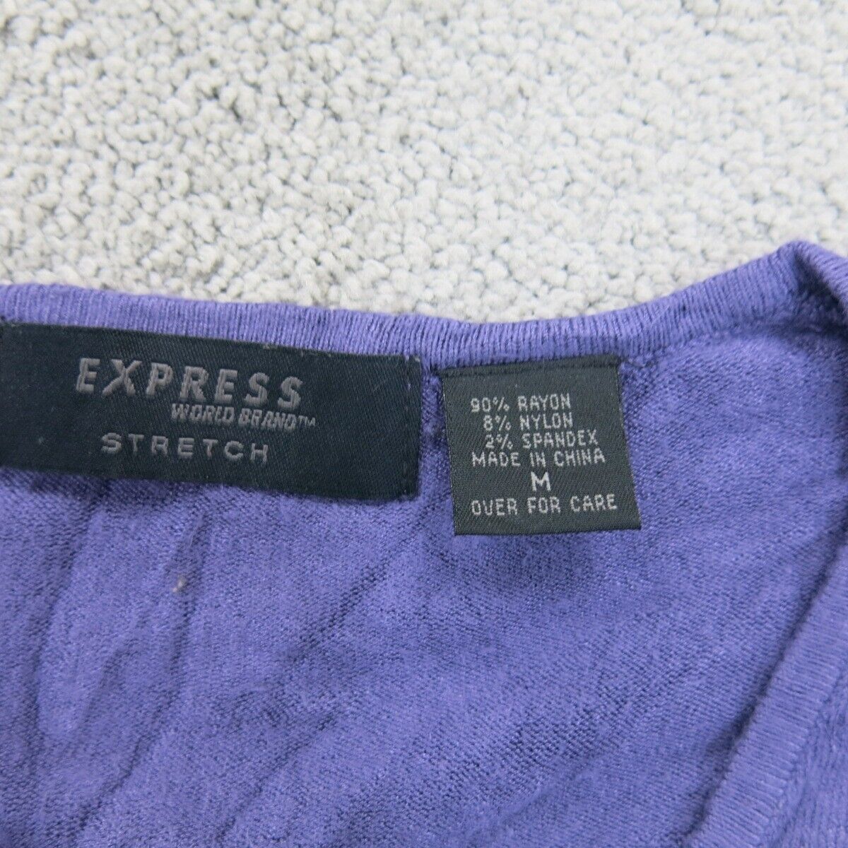 Express Womens Pullover Sweater Knitted V-Neck Long Sleeve Purple Size Medium