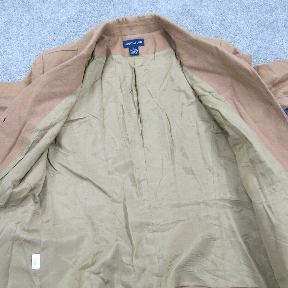 ANN Taylor Womens Blazer Coat Single Breasted Long Sleeve Pockets Tan Size 8