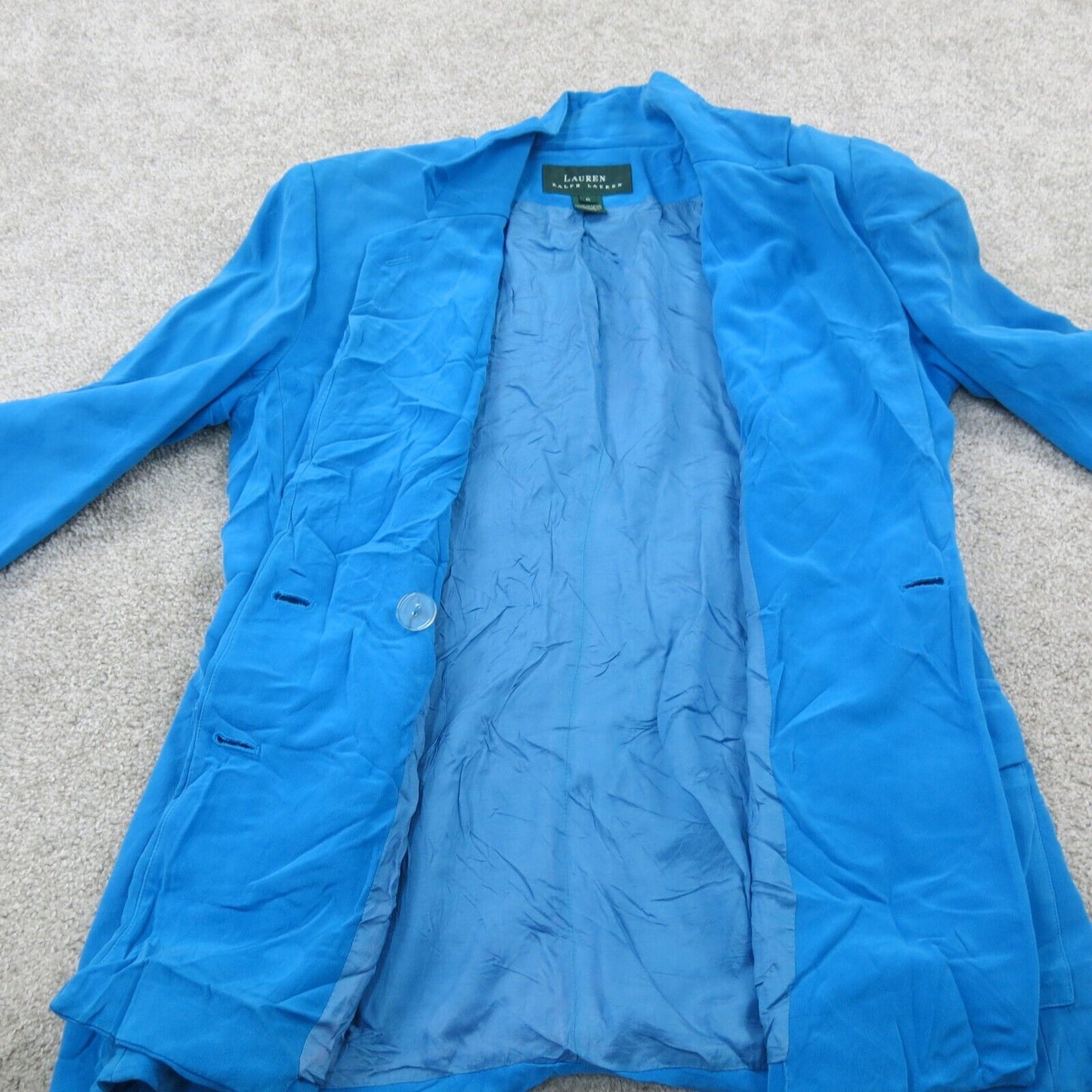 Lauren Ralph Womens Double Breasted Blazer Pea Coat Long Sleeves Blue Size 6