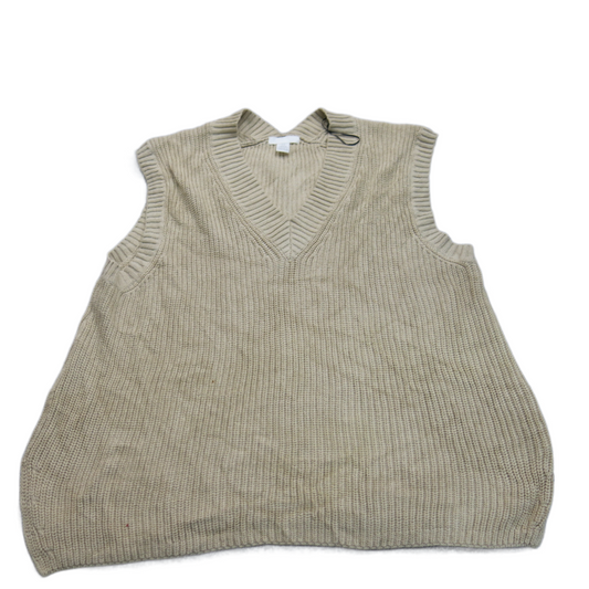 H&M Womens Pullover Sweater Knitted Sleeveless V Neck Beige Size Medium