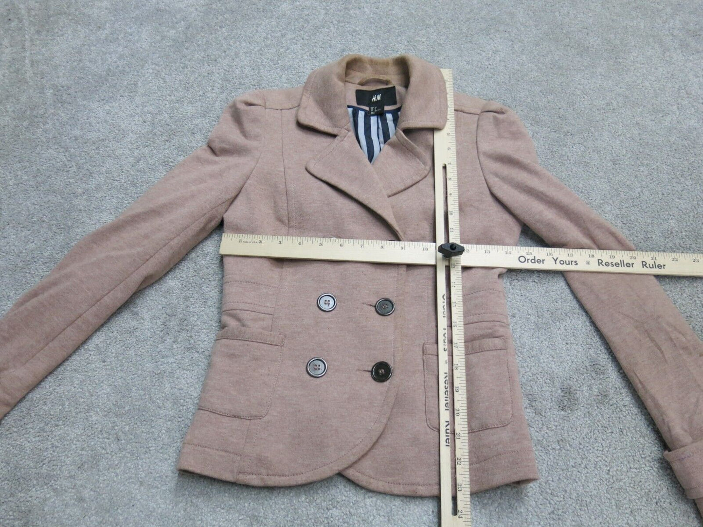 H&M Men Blazer Coat Jacket Single Breasted Pockets Long Sleeve Light Pink Tan 4