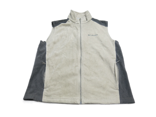 Columbia Mens Full Zip Up Vest Jacket Sleeveless Mock Neck Beige Size Large