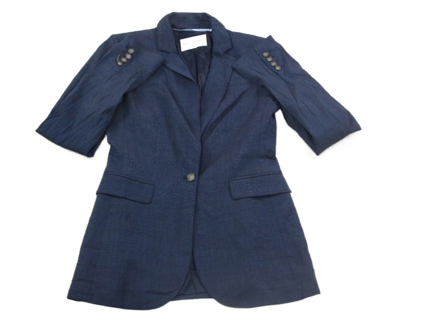 Banana Republic Womens Blazer Coat Long Sleeves Stretch Navy Blue Size 2 Tall