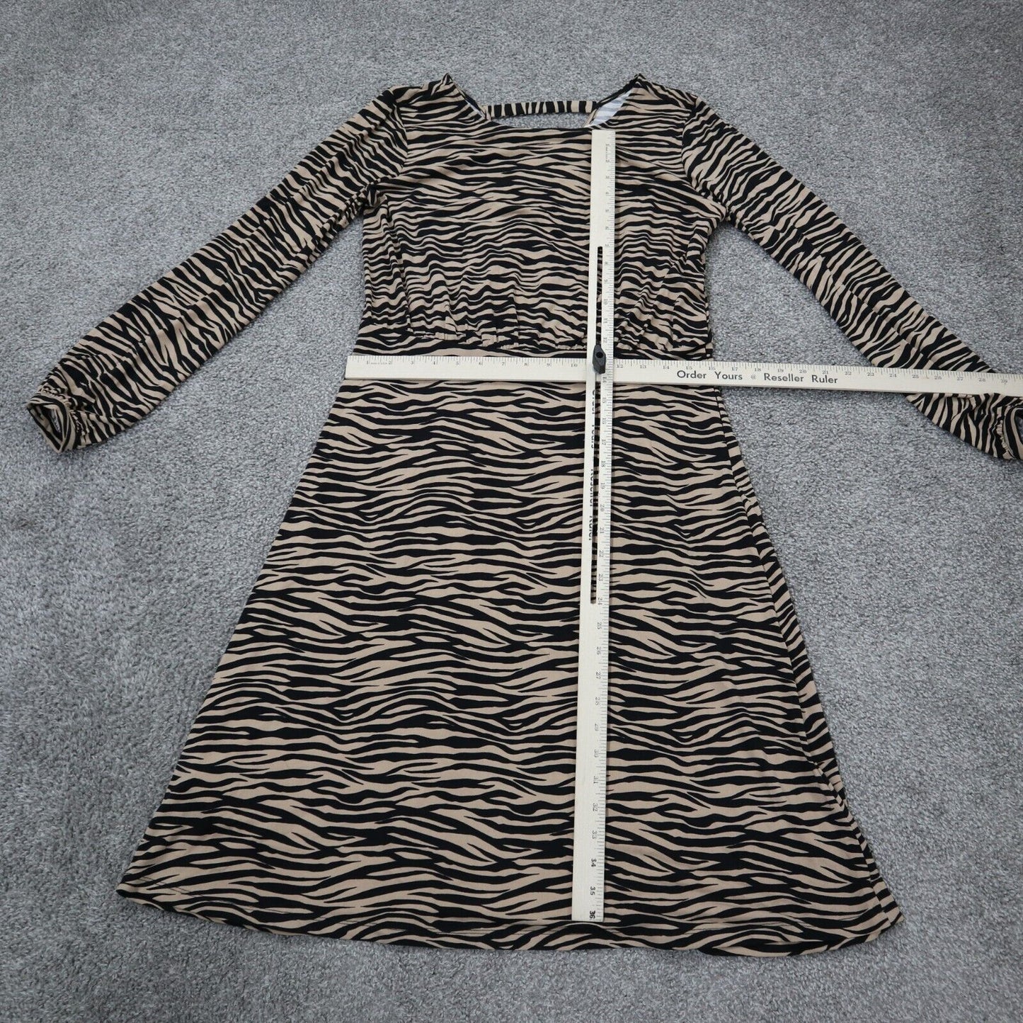 Ann Taylor Loft Womens A Line Dress Zebra Print Long Sleeve Tank Black Size 6
